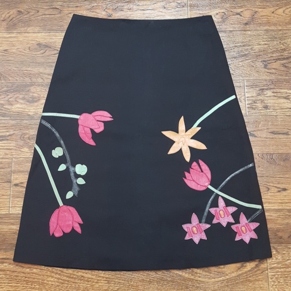Anthropologie Dresses & Skirts - Leather Flower Boho Skirt